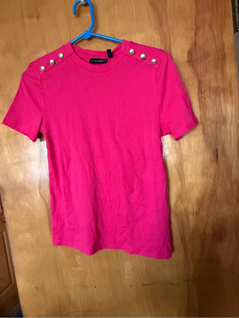 Rafaella Hot Pink Short Sleeve Tee with Shoulder Buttons
